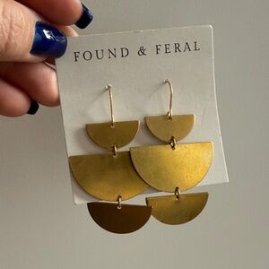 Gold Semi-Circle Triple Drop Earrings